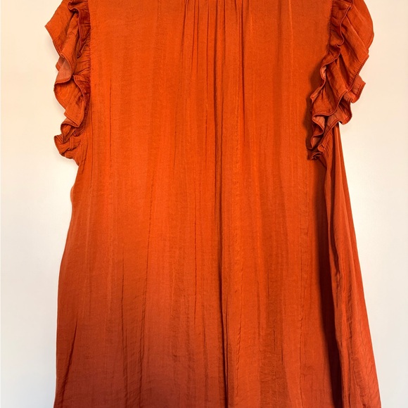 Cynthia Rowley Orange Ruffle Blouse - Picture 2 of 4